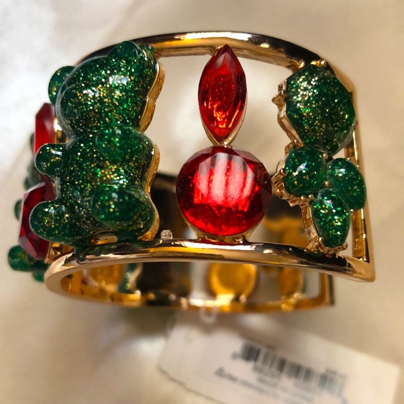 Betsey Johnson Gold Tone Holiday Whimsy Gummy Bear Wide Cuff Bangle NWT - Picture 7 of 12